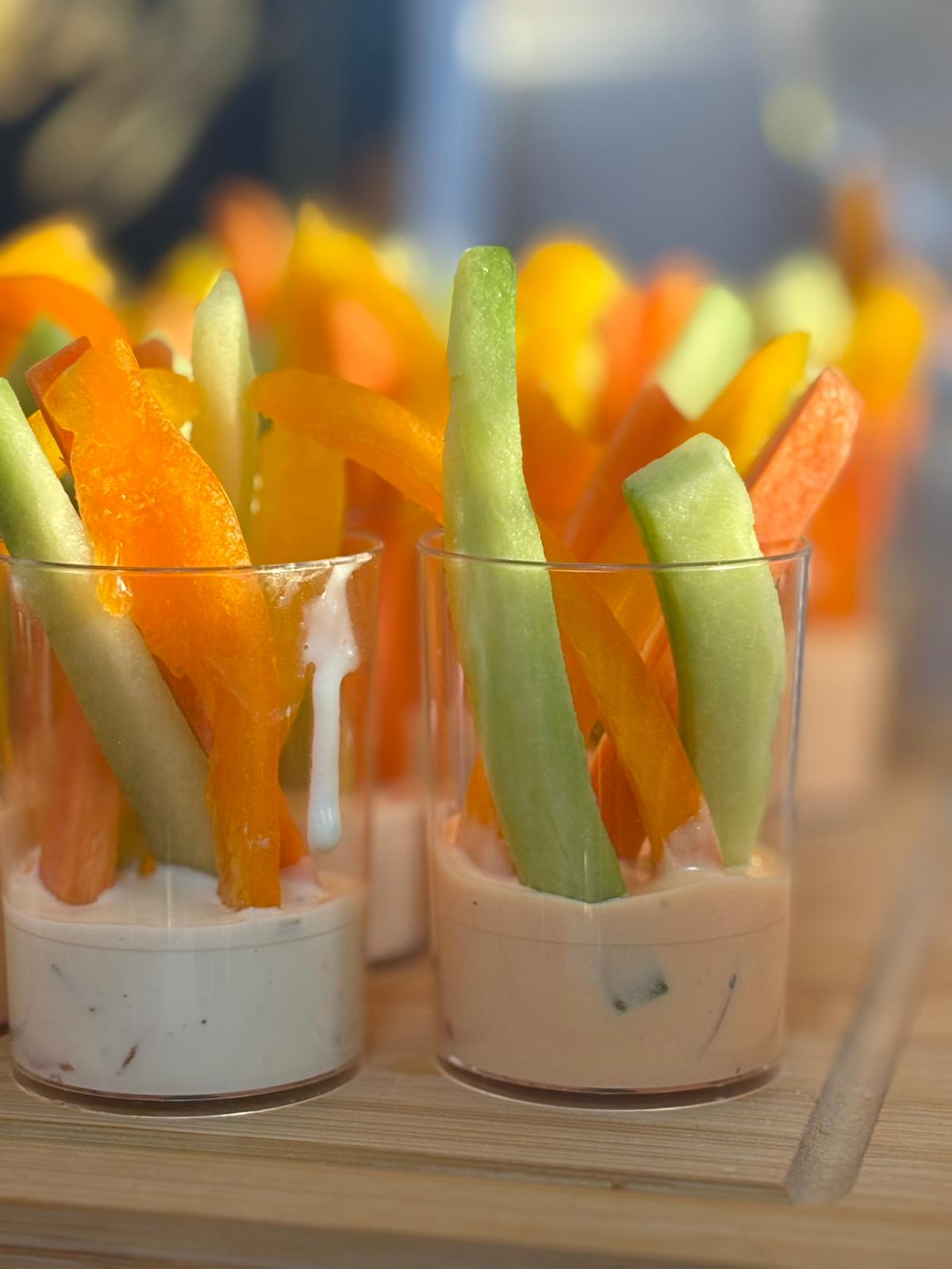 Verrines crudités et dip C'DOUX